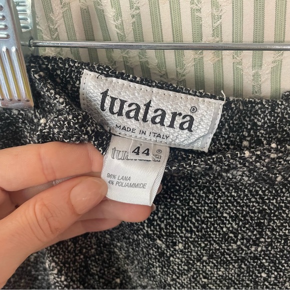 CONSIGNED @SF FERRRY BUILDING Tuatara Italian Plaid Skirt Grey tweed, green - Picture 3 of 11